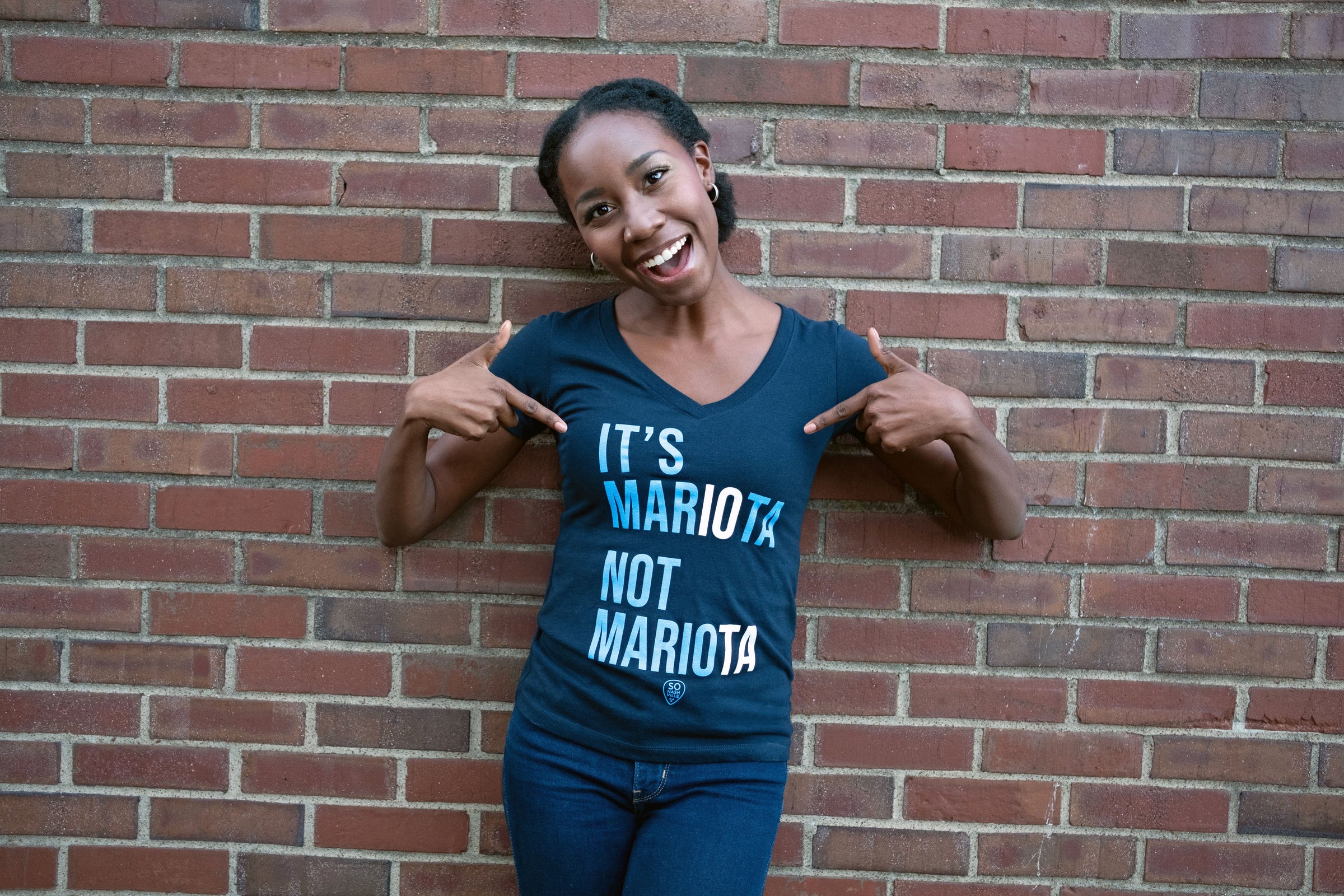 It's MarIOta, Not MarioTA - Women's V-Neck - So Nashville Clothing
