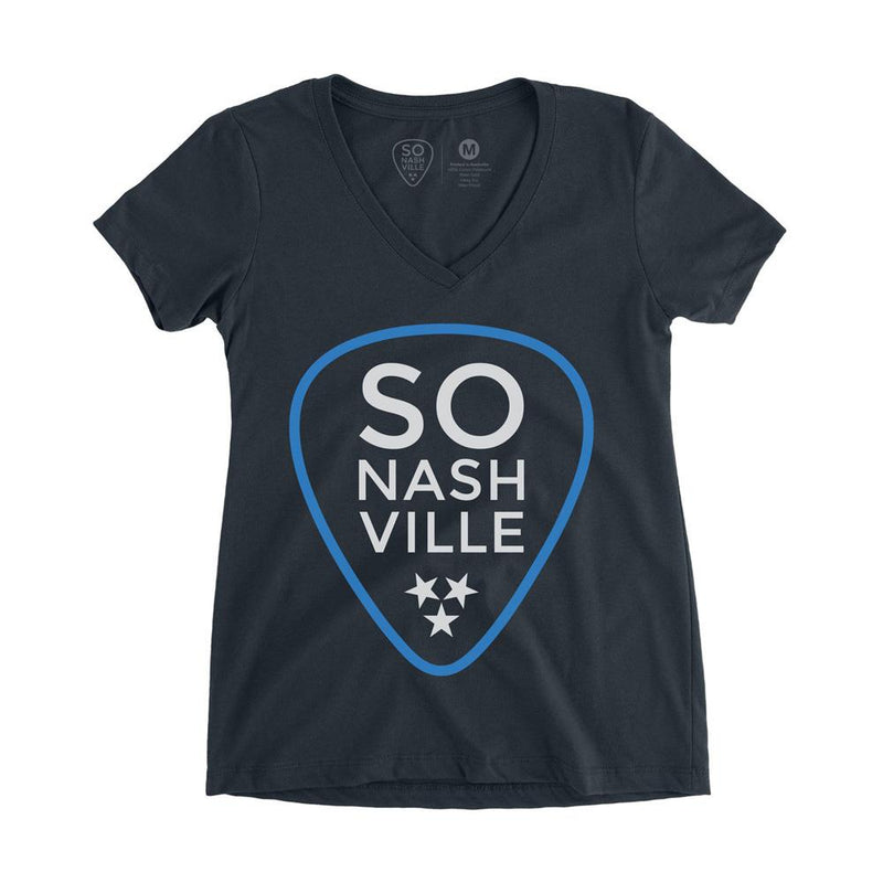 So Nashville™ - Navy/Blue Women's V-Neck - So Nashville Clothing